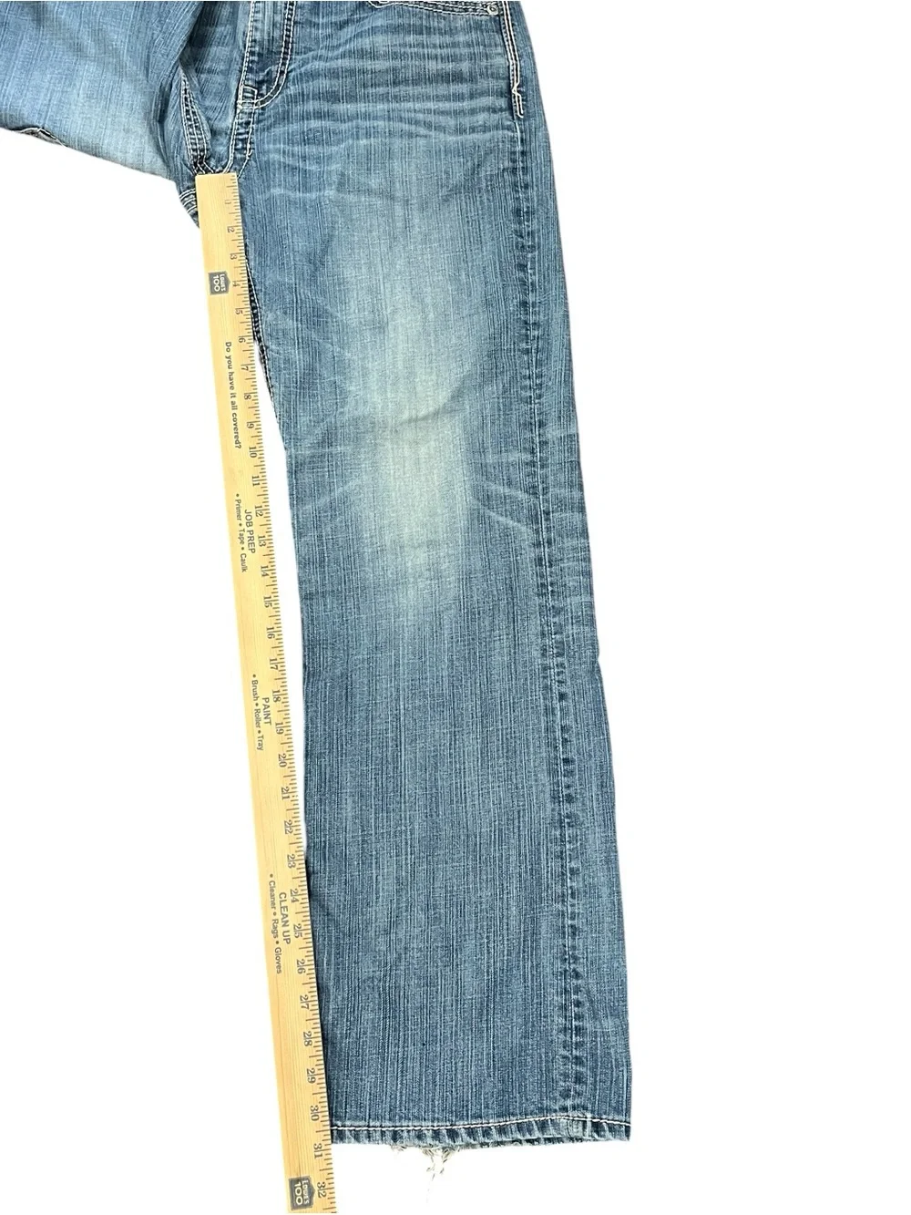 BKE Tyler Straight Leg Jeans 34R Light Wash Whiskered Distressed Y2K Denim